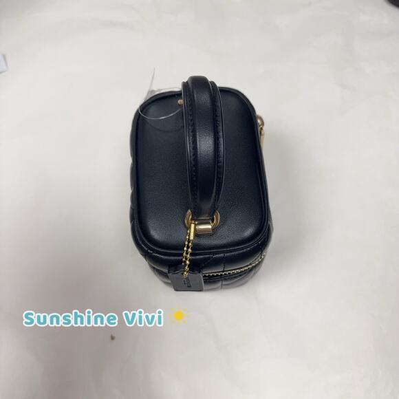 NWT Coach Ava Crossbody Bag With Quilting In Gold/Black Leather CY730 - Picture 5 of 11